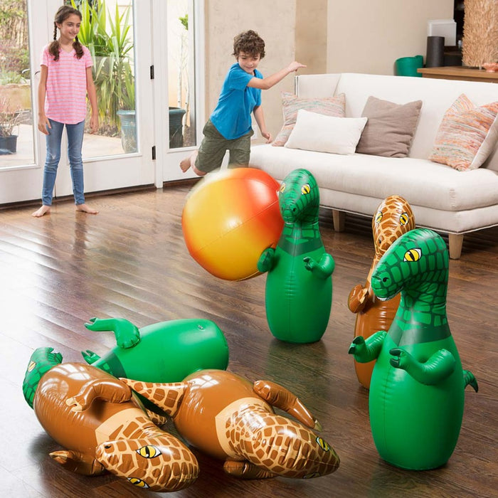Hearthsong Giant Inflatable Dinosaur Bowling