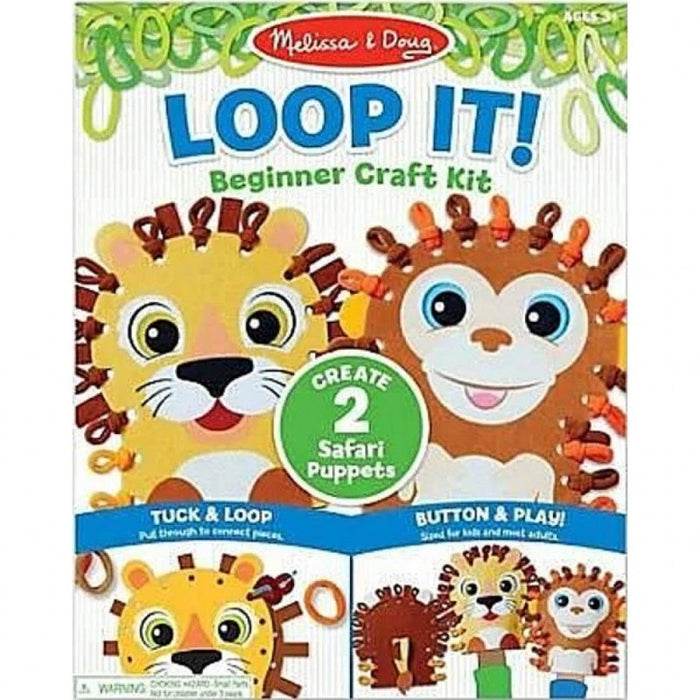 Melissa & Doug Loop It! Beginner Craft Kit Safari Puppets