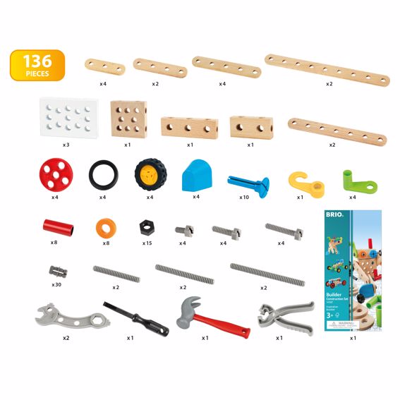 Brio Wooden Builder Construction Set (136 pieces)