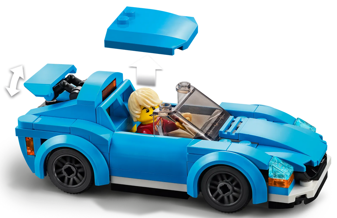 Blue car lego sales