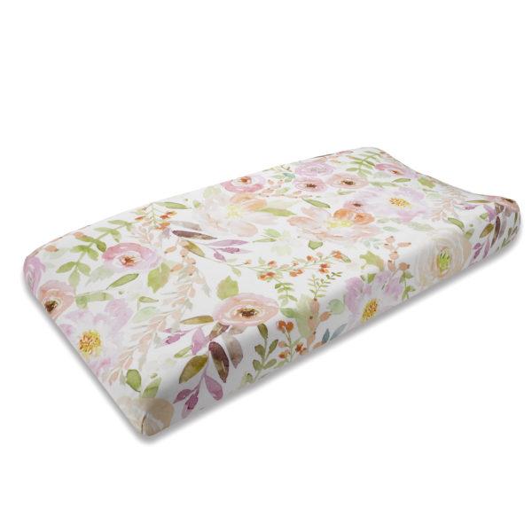 Liz & Roo Blush Watercolor Floral Changing Pad Cover
