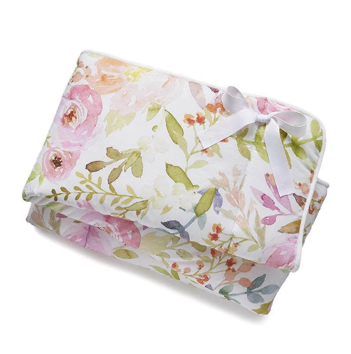 Liz & Roo Blush Watercolor Floral Rail Cover (No Bow)