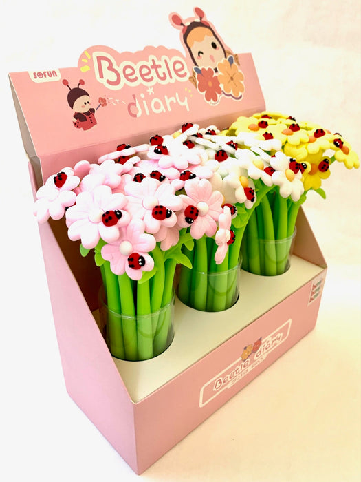 BC Mini Ladybug Daisy Flower Wiggle Gel Pen