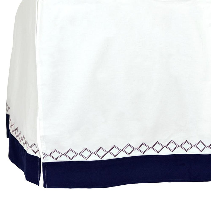 Just Born Dream Crib Skirt, White & Navy Diamond