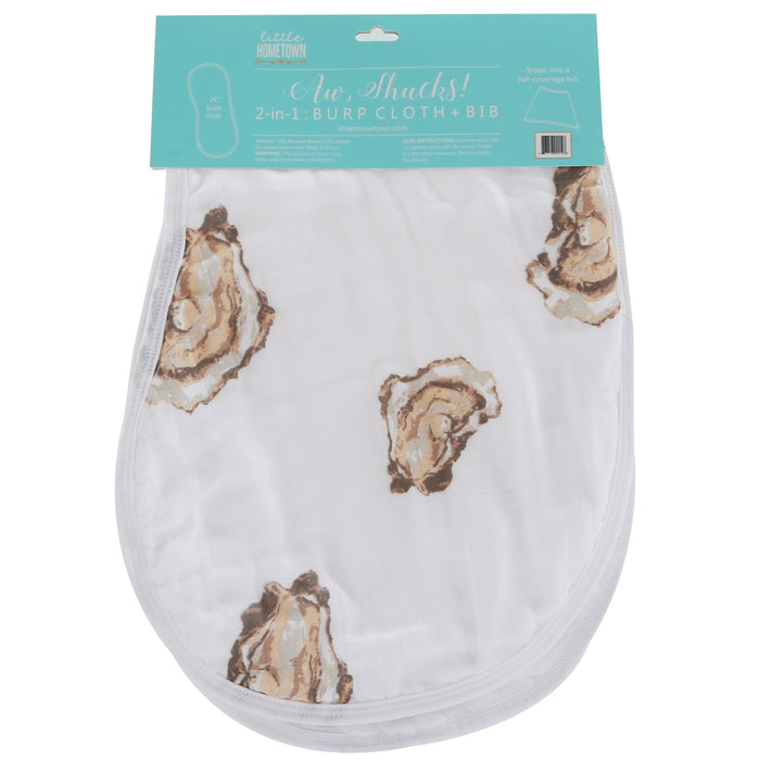 Little Hometown 2-in-1 Burp Cloth and Bib: Aw Shucks! Oyster