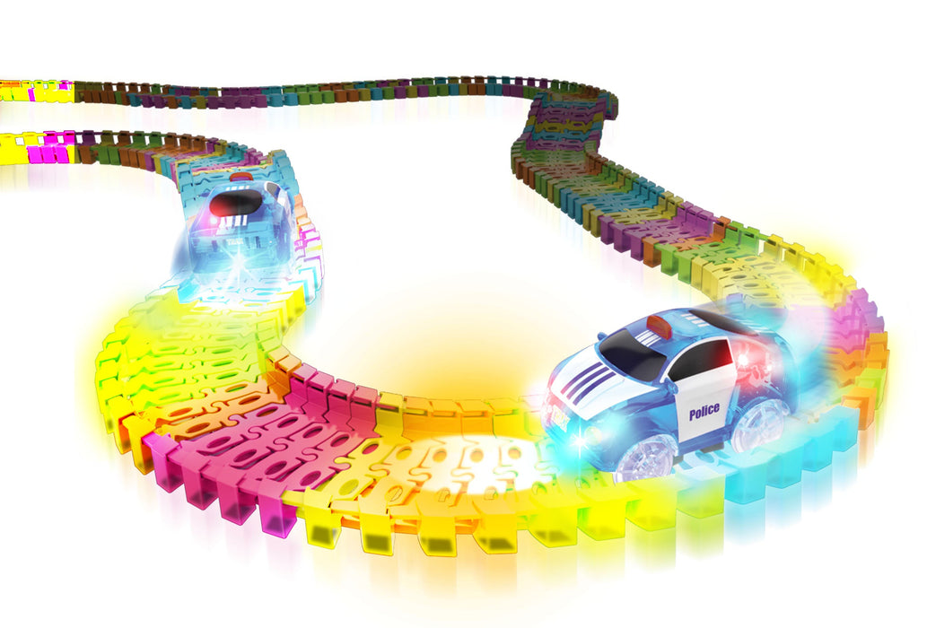 Mindscope Twister Tracks 221 (11 feet) Neon Glow Track + 1 Police Car
