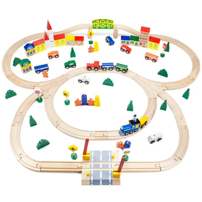 Brybelly Conductor Carl 100 Piece Wooden Train Set