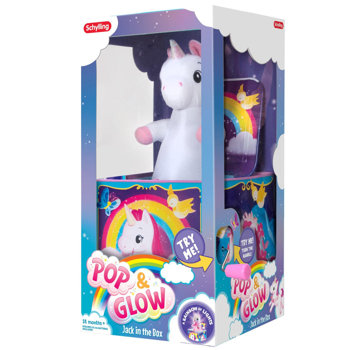 Schylling Unicorn Pop-n-Glow Jack in the Box