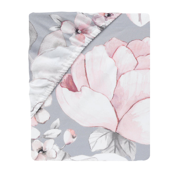 Lambs & Ivy Signature Botanical Baby Cotton Fitted Crib Sheet | Gray