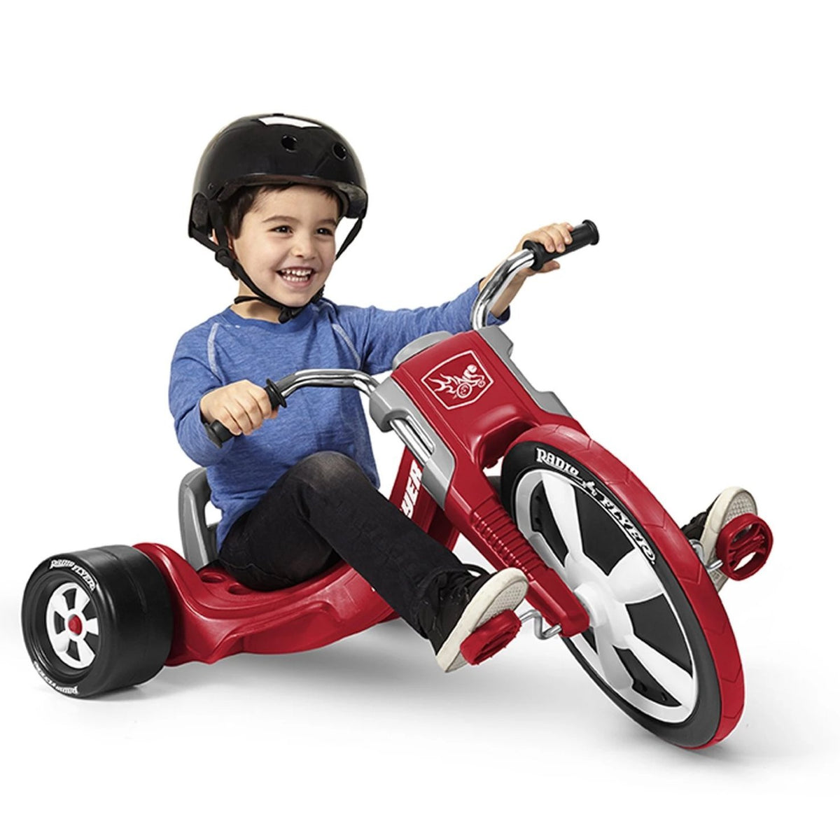 Radio Flyer Deluxe Big Flyer: Triciclo Per Bambini 3-7 Anni, Ruota Anteriore Grande 16 Pollici, Sella Regolabile, Design Chopper Rosso