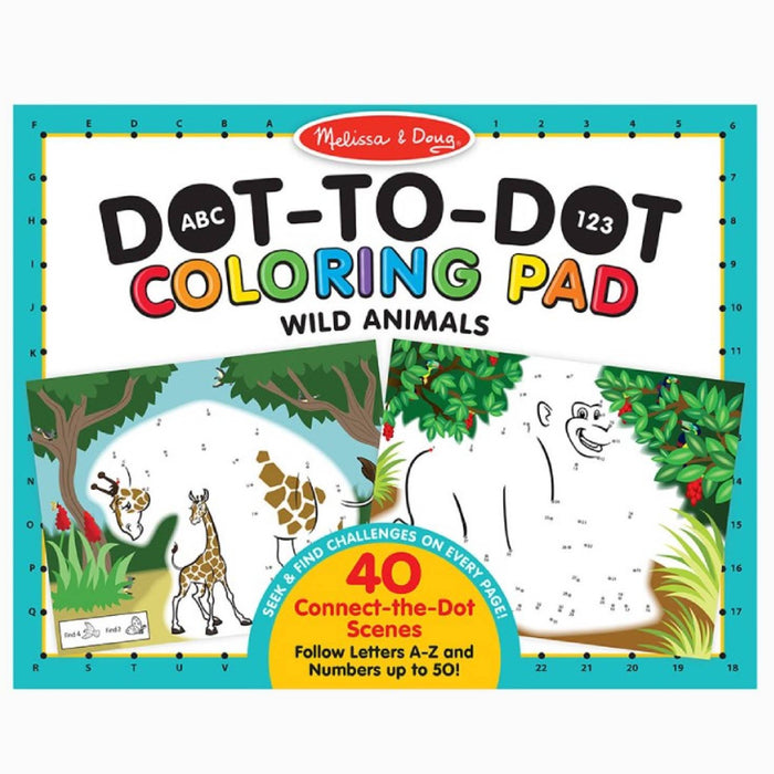 Melissa & Doug ABC - 123 Dot-to-Dot Coloring Pad Wild Animals