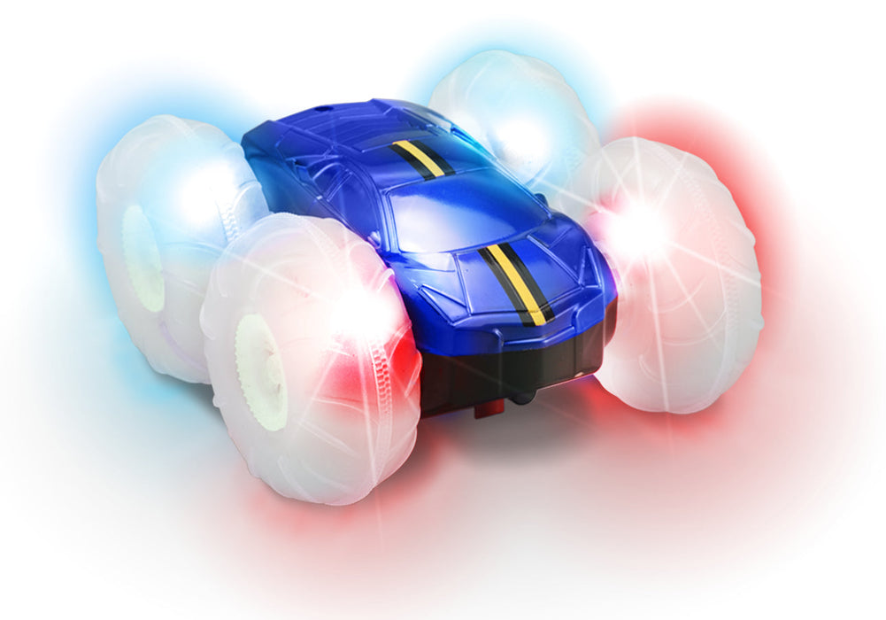 Mindscope Turbo Twister Flip Racer Bright LED Light Up Stunt RC Remote Control Blue Vehicle