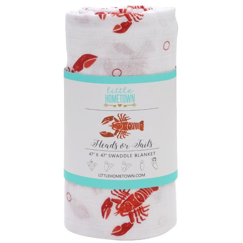 Little Hometown Heads and Tails Baby Muslin Swaddle Receiving Blanket