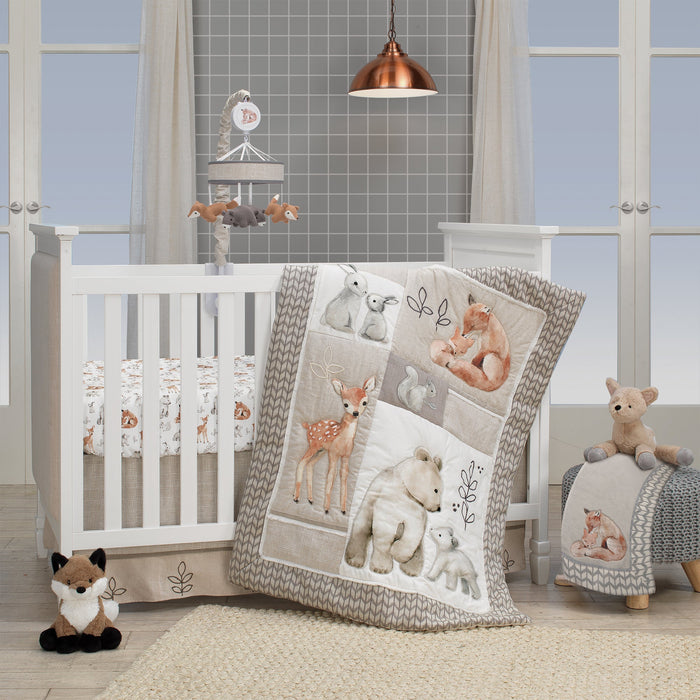 Lambs & Ivy Painted Forest 4-Piece Crib Bedding Set