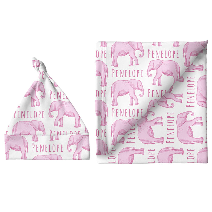 Sugar + Maple Small Blanket & Hat Set - Elephant Pink