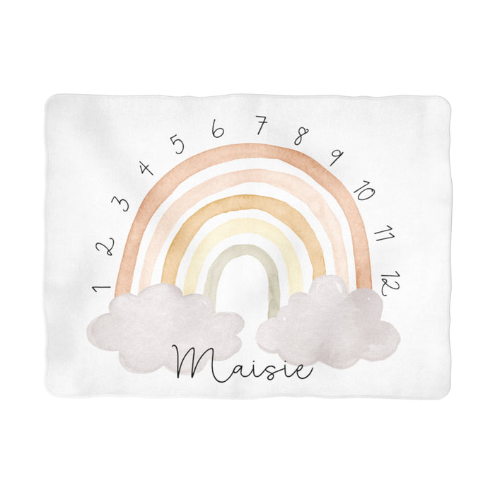 Sugar + Maple Neutral Rainbow Arch Milestone Blanket - Personalized