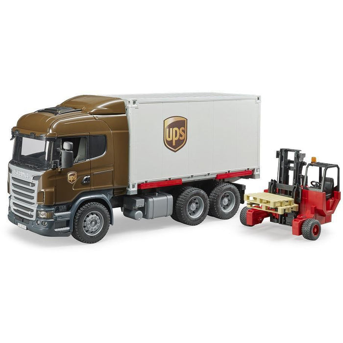 Bruder SCANIA R-Series UPS Logistics Truck with Forklift