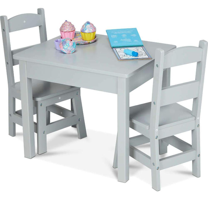 Melissa & Doug Wooden Table & Chairs Gray