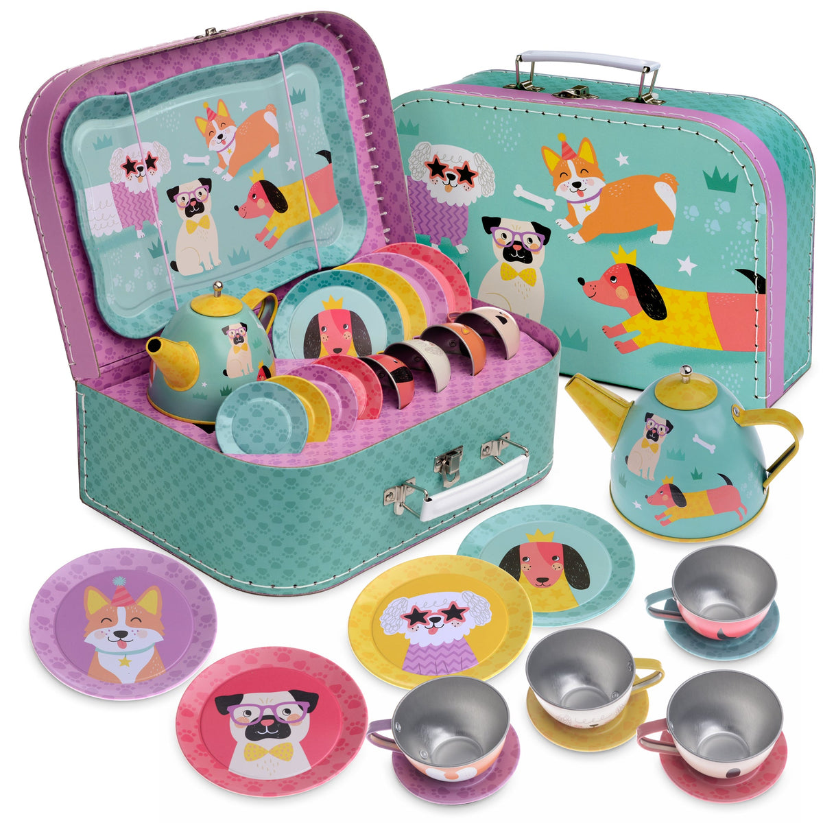 Jewelkeeper 15pc. Dog Pawty Tin Tea Set — Cullen's Babyland & Playland